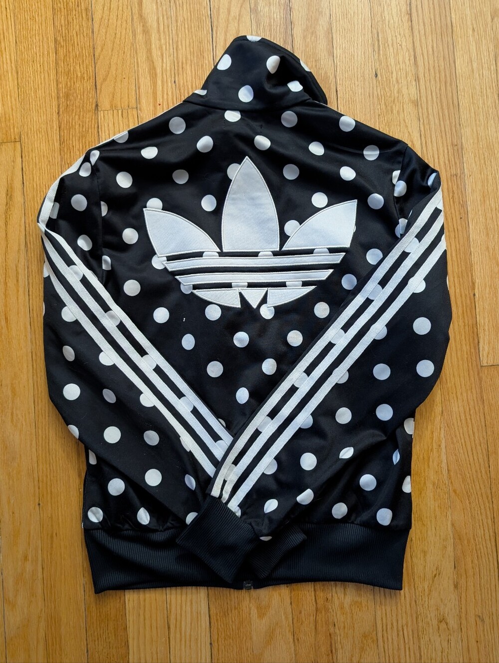 Vintage Adidas Black & White Polka Dot Track Jacket - Trefoil Logo